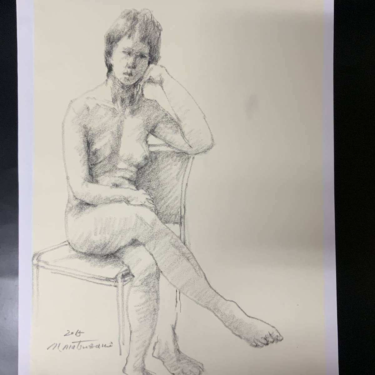 極上13・裸婦画・美人画・人物・肉筆・ヌード・M Matsuzaki・クロッキーデッサン・鉛筆・絵画・真作・美術大学_画像1