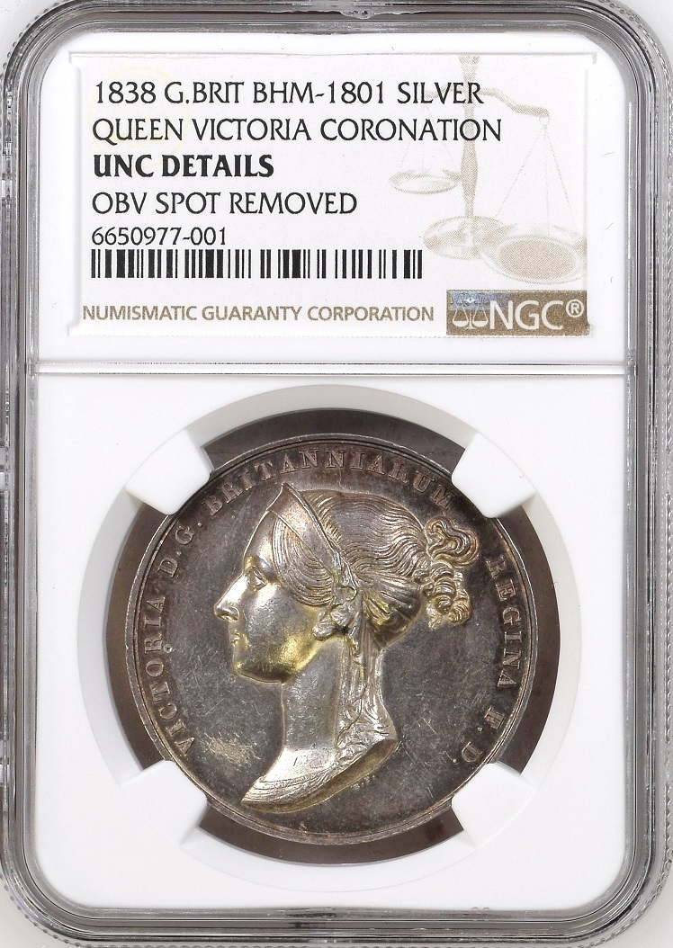 1838年 英国 イギリス 女王 ヴィクトリア ビクトリア 戴冠式 銀メダル NGC UNC Details アンティークコイン 銀貨 記念メダル