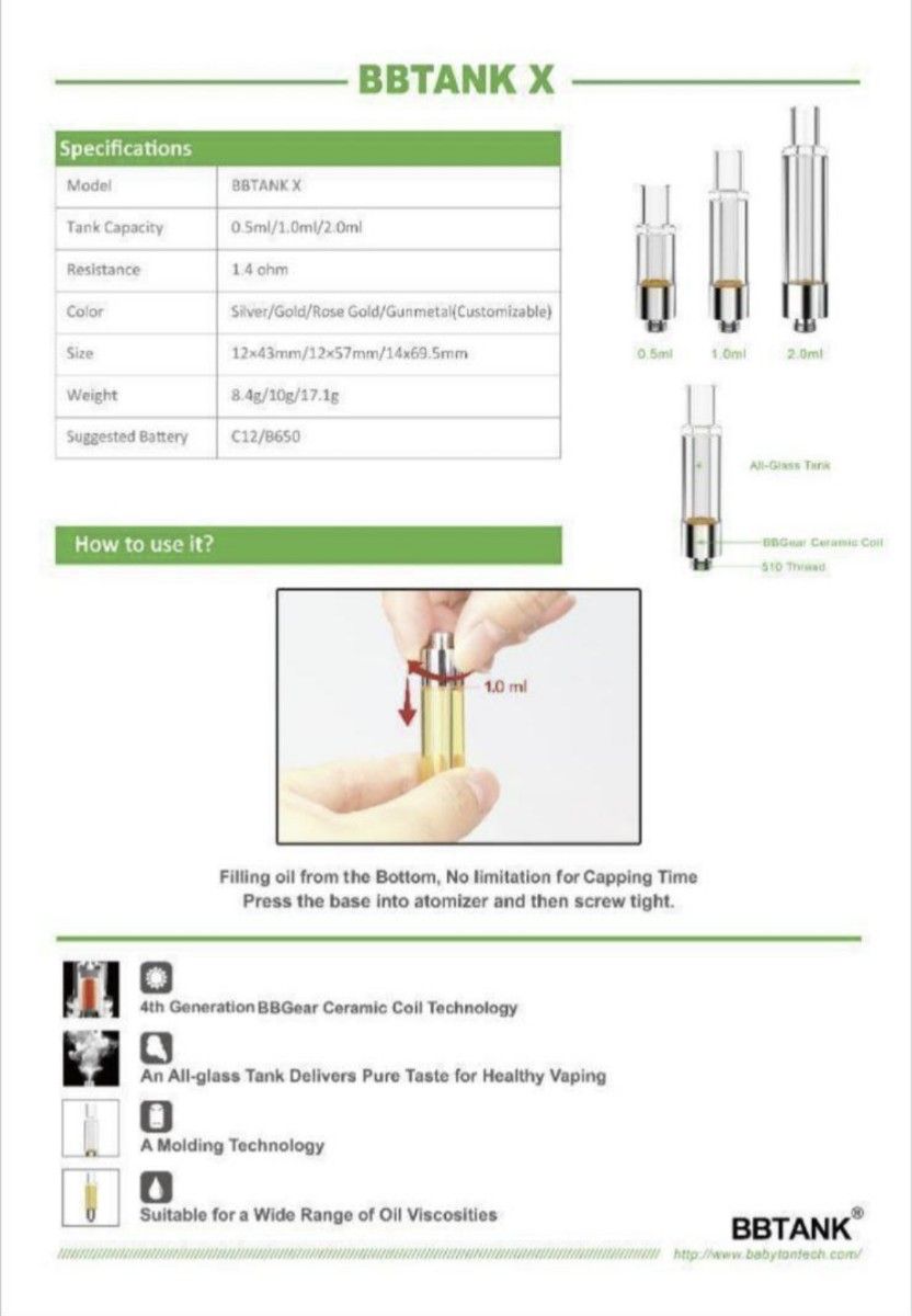 BBTANK製 フル セラミック アトマイザー ブラック1.0ml
