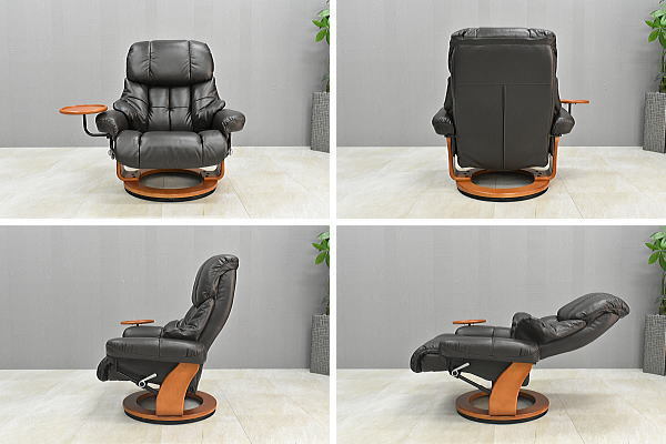 [ new goods ] original leather reclining comfortable personal chair -1 seater . relax chair DBR color 1P storage attaching ottoman attaching original leather sofa stylish :ST53-2UZQ-KC