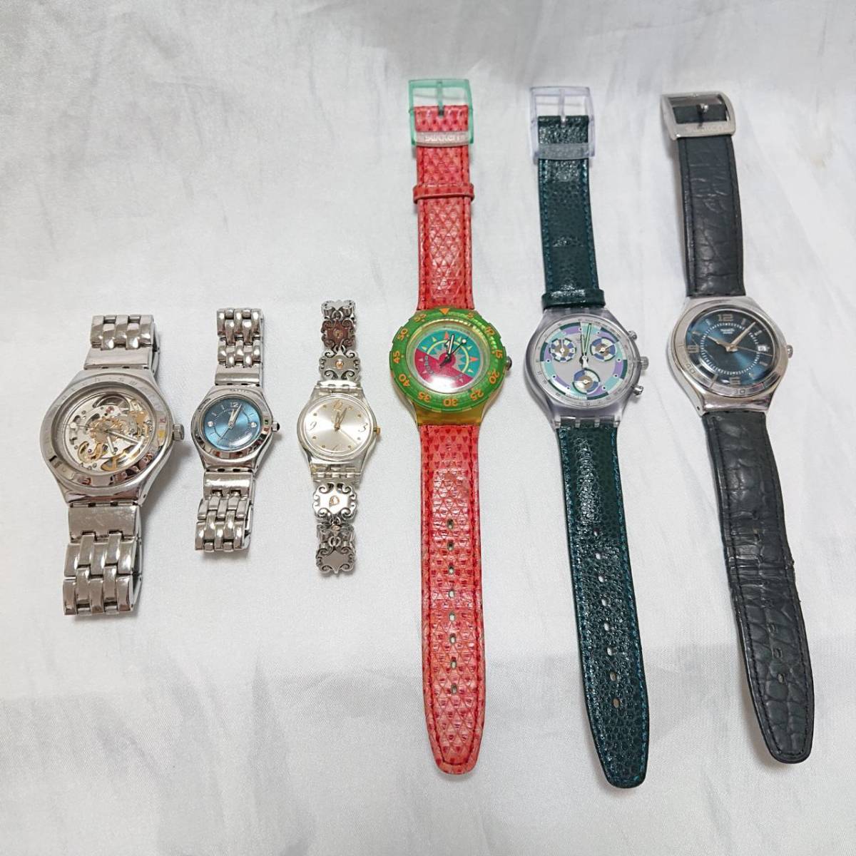 ブランド腕時計 ☆【１円スタート！】スウォッチ6本セット！電池交換済み！SWATCH まとめ売り ジャンク 自動巻き クオーツ アイロニー IR  適当な価格