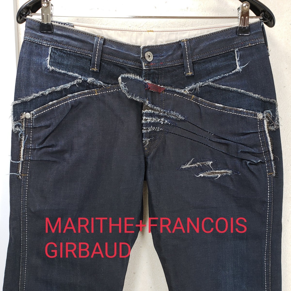 美品★MARITHE+FRANCOIS GIRBAUD マリテフランソワジルボー (M7-1116) USED加工 再構築 デニムジーンズ メンズ(Mサイズ)ブルー/濃紺系