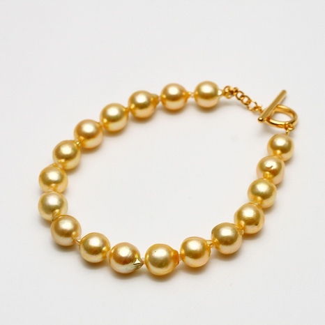 低価格 アコヤ真珠パールブレスレット 8.0-9.0mm ゴールドカラー 真珠
