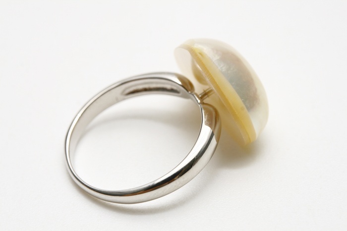 マベ真珠パールリング【指輪】 16mm ホワイトピンクカラー シルバー製