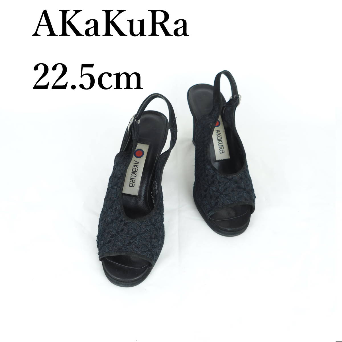 LK9837*AKaKuRa*アカクラ*レディースサンダル*22.5cm*黒_画像1