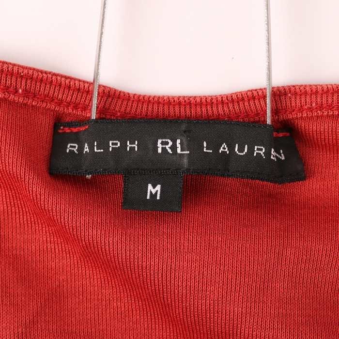 ラルフローレン 半袖Tシャツ 無地 ラウンドネック トップス 日本製 コットン100% レディース Mサイズ レッド RALPH LAUREN_画像2