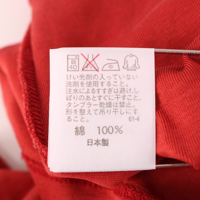 ラルフローレン 半袖Tシャツ 無地 ラウンドネック トップス 日本製 コットン100% レディース Mサイズ レッド RALPH LAUREN_画像7