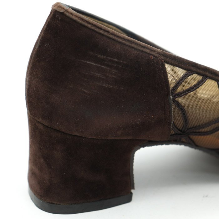  Yonex pumps square tuchu-ru tea n key heel made in Japan brand shoes shoes lady's 23cm size Brown YONEX
