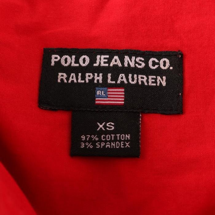  Polo jeans 7 minute sleeve shirt one Point Logo plain tops cotton stretch lady's XS size red POLO JEANS