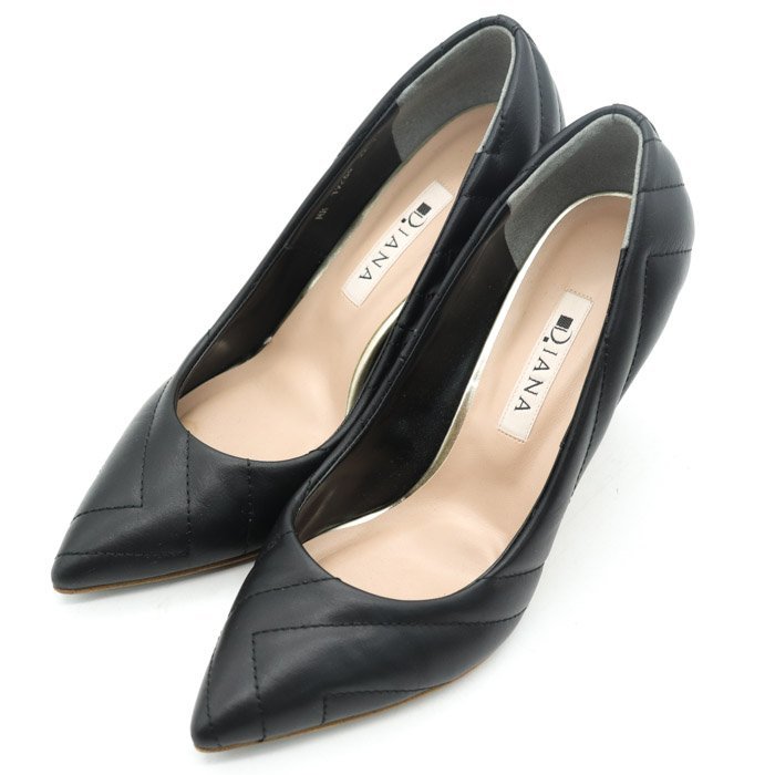 ダイアナ パンプス ポインテッドトゥ ハイヒール フォーマル 日本製 ブランド シューズ 靴 レディース 22.5cmサイズ ブラック DIANA_画像1
