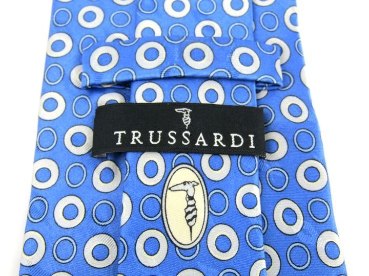  Trussardi бренд галстук общий рисунок Circle рисунок шелк Италия ткань мужской голубой TRUSSARDI