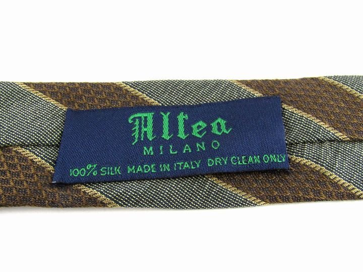 アルテア ブランドネクタイ ストライプ柄 シルク イタリア製 ミラノ メンズ ブラウン Altea_画像3