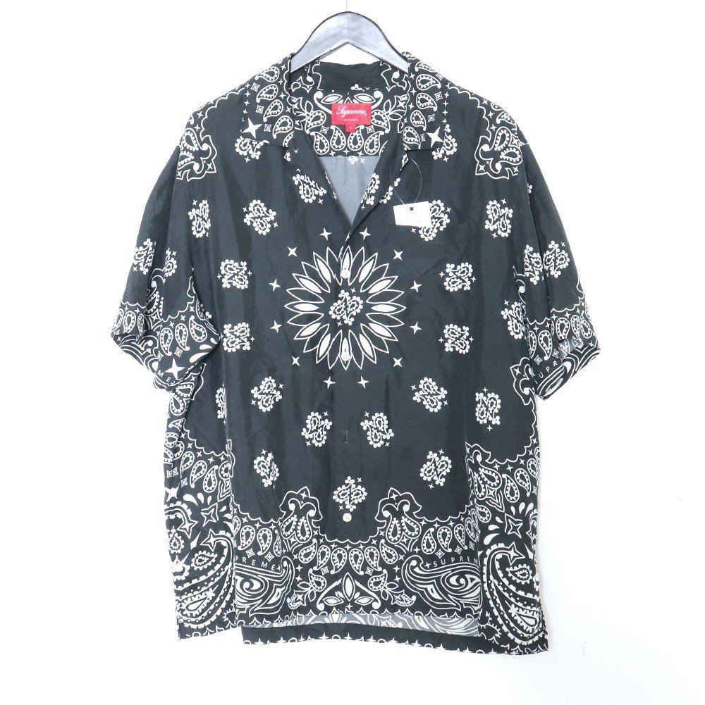 SUPREME 21SS BANDANA SILK S/S SHIRT ブラック Lサイズ シュプリーム バンダナ ペイズリー柄シャツ