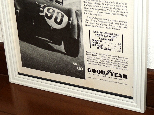 1964年 USA 洋書雑誌広告 額装品 Goodyear グッドイヤー (A4size) / 検索用 Shelby Cobra コブラ 店舗 装飾 ガレージ ディスプレイ 看板_画像3