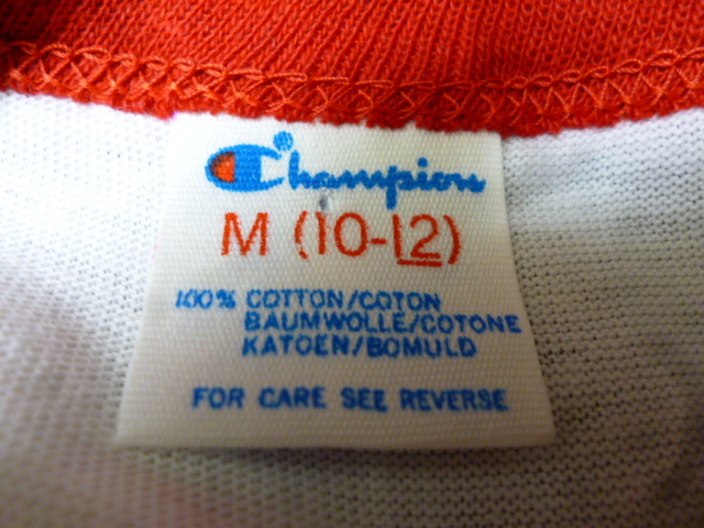 USA б/у одежда 80s Champion Lynn ga- футболка M 10-12 boys Kids неиспользуемый товар белый красный белый Champion короткий рукав ребенок одежда 1