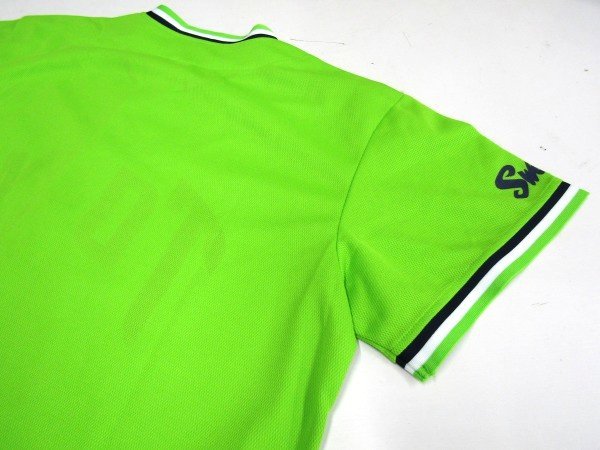 V1909：majestic NPB 東京ヤクルトスワローズ 燕パワーユニフォーム ベースボールシャツ ゲームシャツ 野球シャツ 黄緑系 フリーサイズ:35_画像10