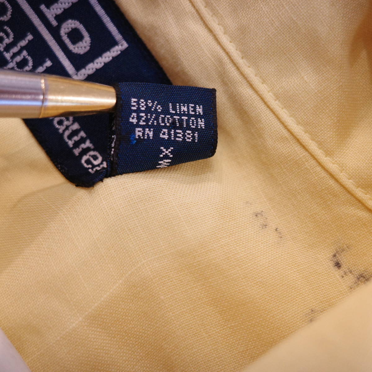  Ralph Lauren хлопок linen. воротник рубашка L размер Polo by Ralph Lauren linen cotton open shirt
