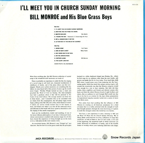 ビル・モンロー i'll meet you in church sunday morning MCA-226_画像2