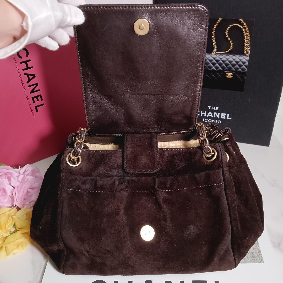 b232 S級美品 シャネル CHANEL スエード チェーンショルダーバッグ_画像6