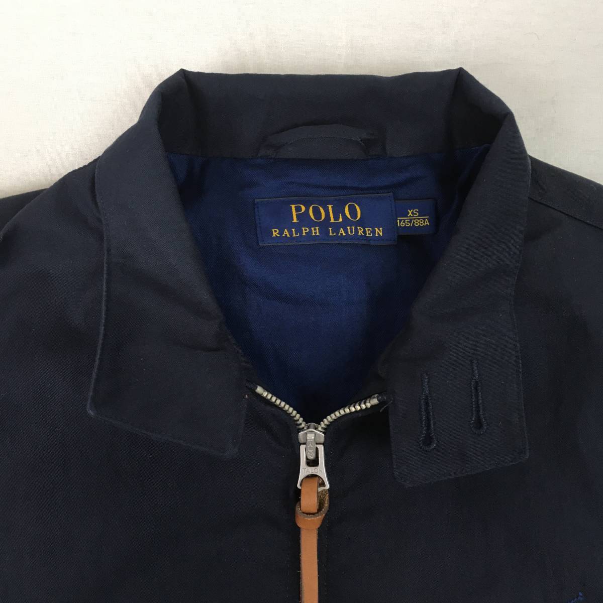Polo Ralph Lauren ラルフローレン ブルゾン コットン ジャンパー XSサイズ ネイビー 長袖 刺繍 TALONジップ_画像3