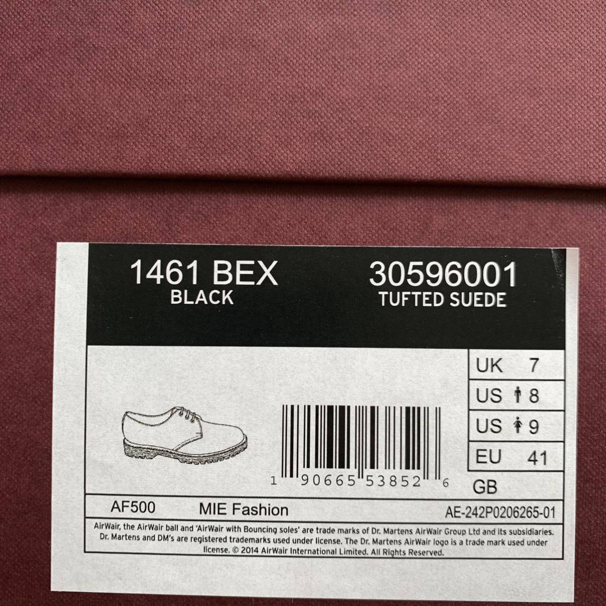 新品 英国製 ドクターマーチン 1461 BEX スエード シューズ UK7 黒