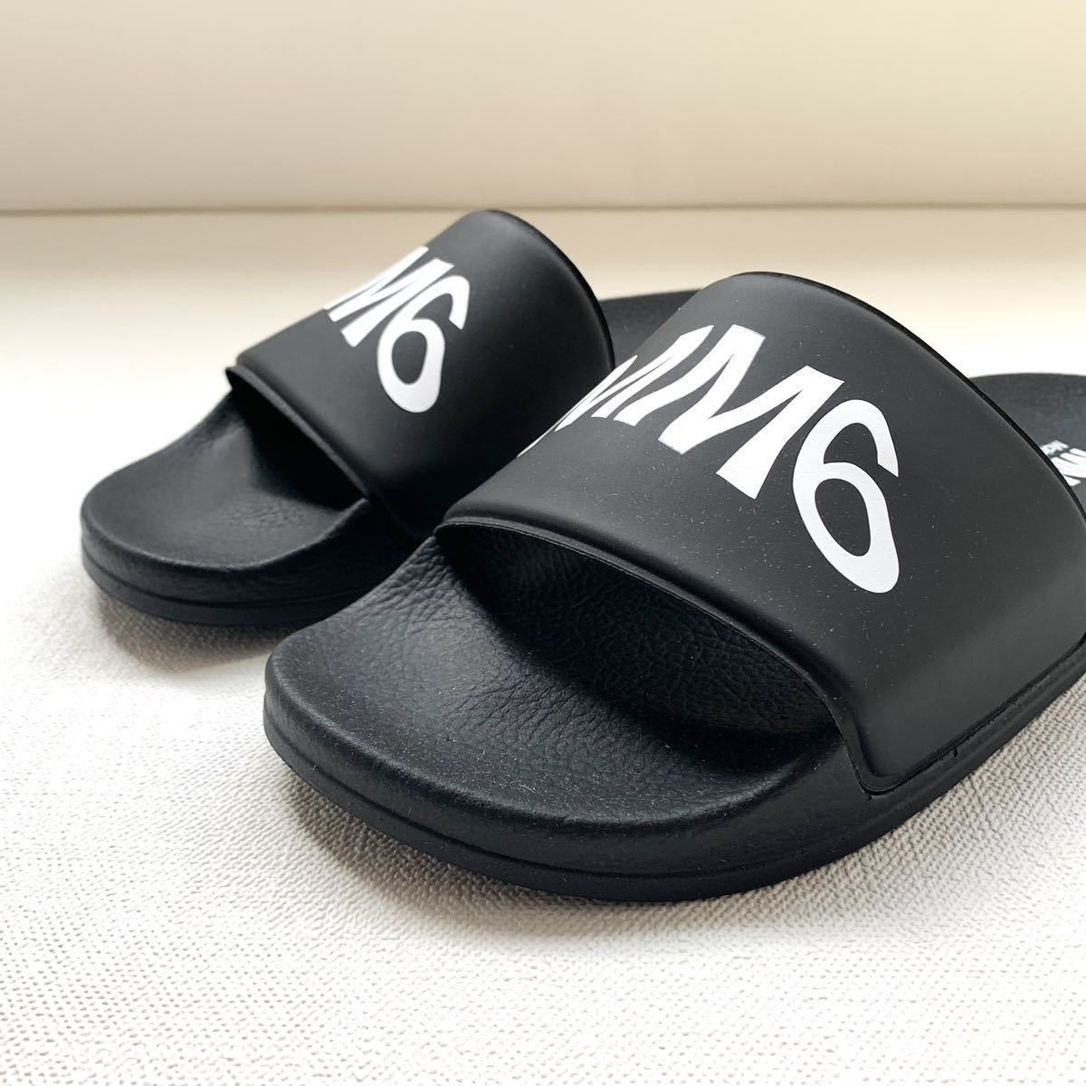  новый товар 2023SS MM6 mezzo n Margiela Kids Logo пляж скользящий душ Raver сандалии 40 женский 25. чёрный взрослый .OK бесплатная доставка 