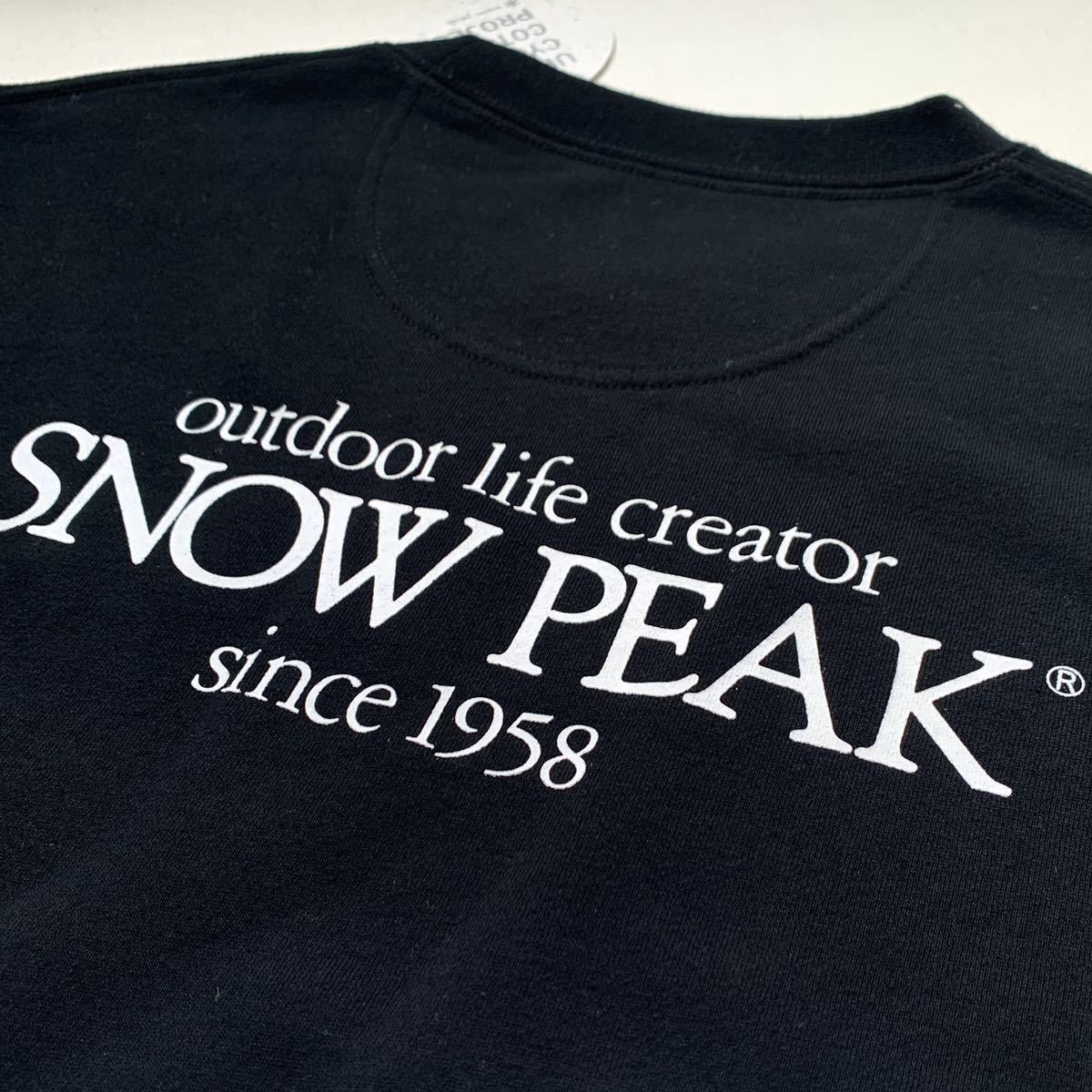 L 新品正規 SNOWPEAK スノーピーク 別注 クラシック ロゴ プリント スウェット シャツ メンズ 黒 ブラック Classic Logo Printed 送料無料_画像5