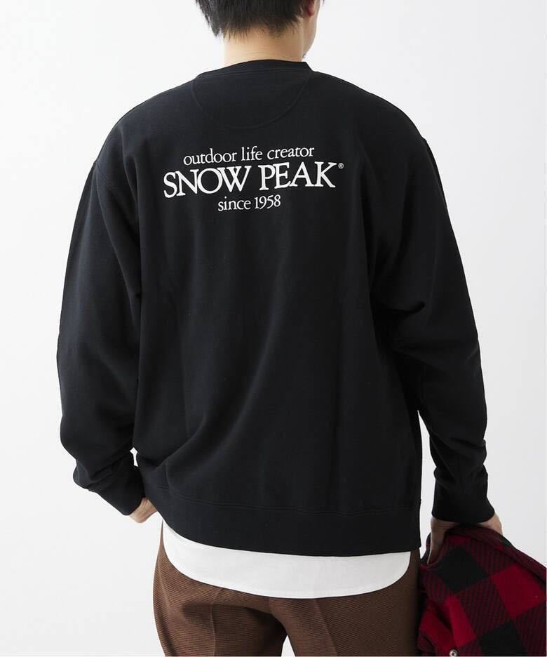 L 新品正規 SNOWPEAK スノーピーク 別注 クラシック ロゴ プリント スウェット シャツ メンズ 黒 ブラック Classic Logo Printed 送料無料_画像3