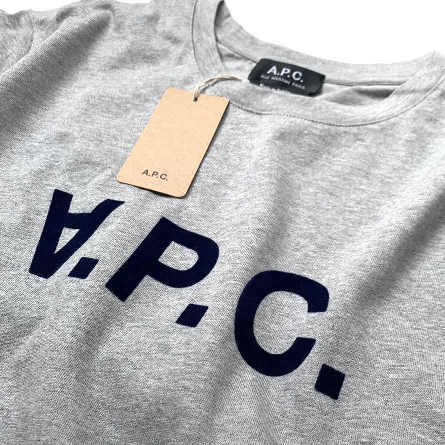 L 新品 A.P.C. アーペーセー V.P.C. ロゴ Tシャツ メンズ APC VPC フロッキーロゴ 杢グレー_画像3