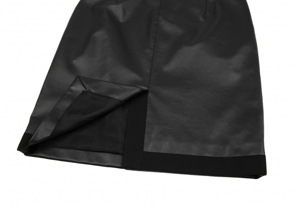 ランバンLANVIN グログラントリミングフェイクレザースカート 黒38 【レディース】_画像9