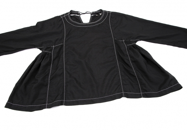  com com Comme des Garcons COMME des GARCONS white stitch pull over blouse black XS [ lady's ]