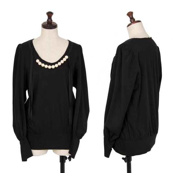  Toriko Comme des Garcons tricot COMME des GARCONS cotton pearl equipment ornament tops black M rank [ lady's ]