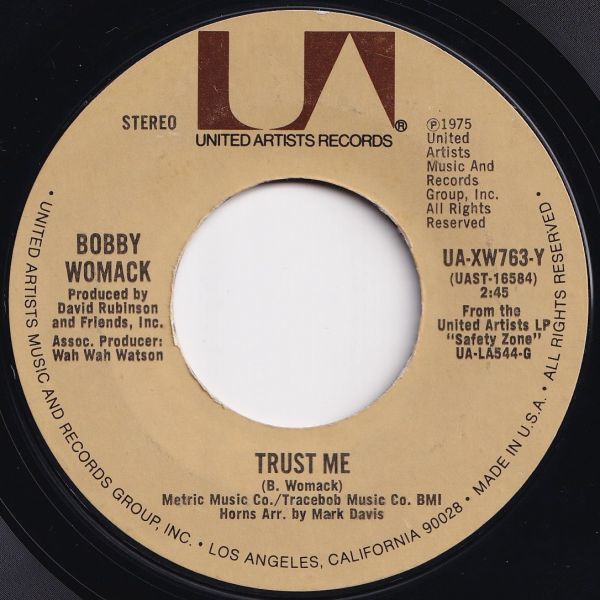 Bobby Womack Trust Me / Daylight United Artists US UA-XW763-Y 202670 SOUL ソウル レコード 7インチ 45の画像1