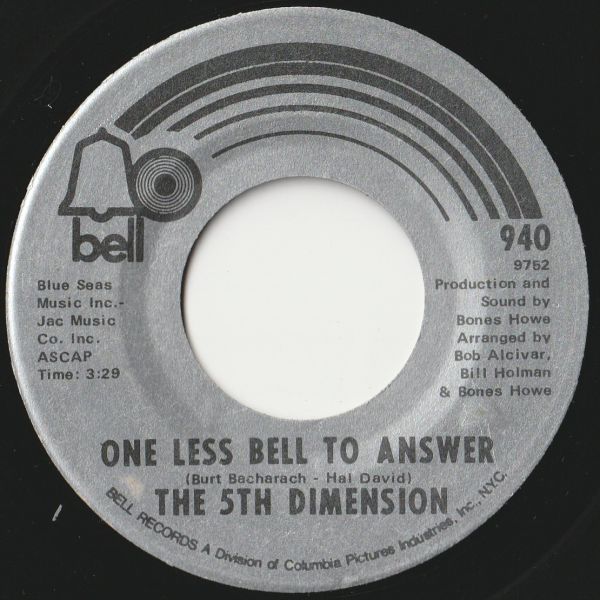 5th Dimension One Less Bell To Answer / Feelin' Alright? Bell US 940 202692 SOUL ソウル レコード 7インチ 45_画像1