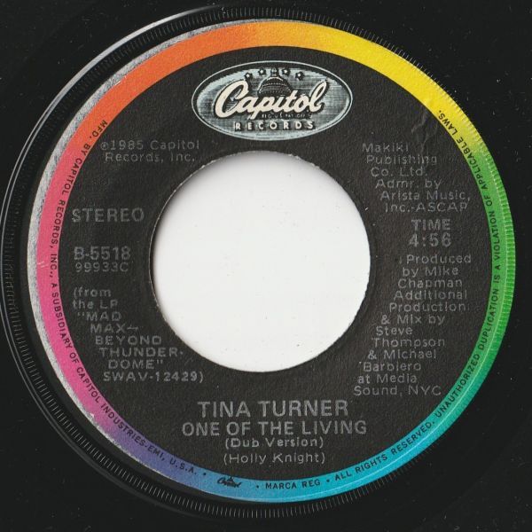 Tina Turner One Of The Living / (Dub Version) Capitol US B-5518 202799 ROCK POP ロック ポップ レコード 7インチ 45_画像2