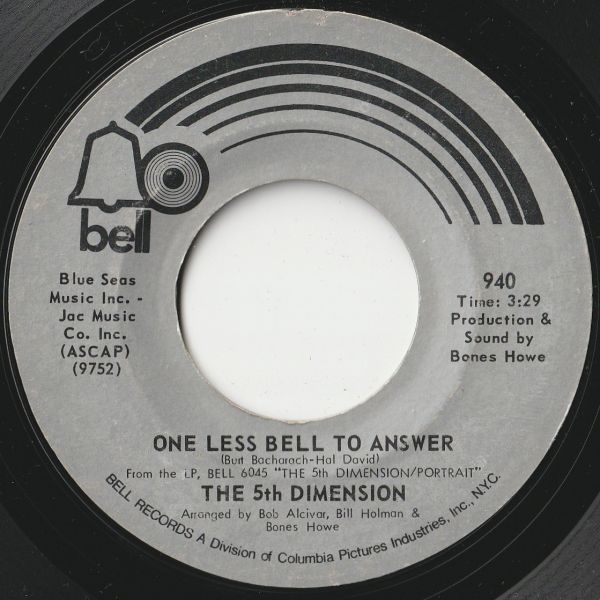 5th Dimension One Less Bell To Answer / Feelin' Alright? Bell US 940 202796 SOUL ソウル レコード 7インチ 45_画像1