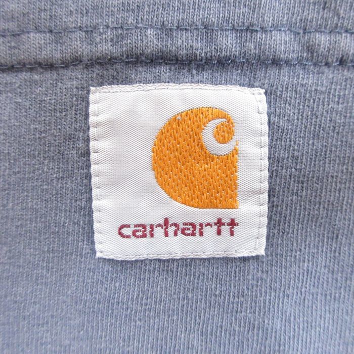 XL/古着 カーハート Carhartt 半袖 ブランド Tシャツ メンズ 胸ポケット付き 大きいサイズ ロング丈 コットン クルーネック グレー 22a_画像2