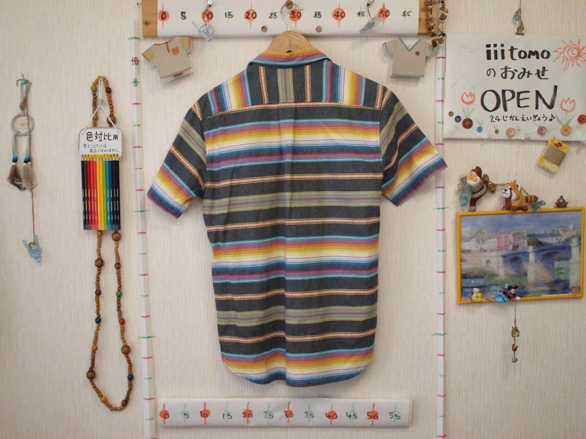 ♪服2013♪ レディース 半袖　カラフルなボーダーシャツ TITICACA チチカカ インド製 サイズ11-A-a Used ～iiitomo～_画像2