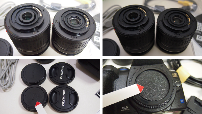 ◆カメラ1268◆ デジタルカメラ　E-520、レンズ14-42と40-150、（少し難あり） OLYMPUS オリンパス シャッター350回程度 Used ～iiitomo～_２個のキャップは『OM』用を代用しています