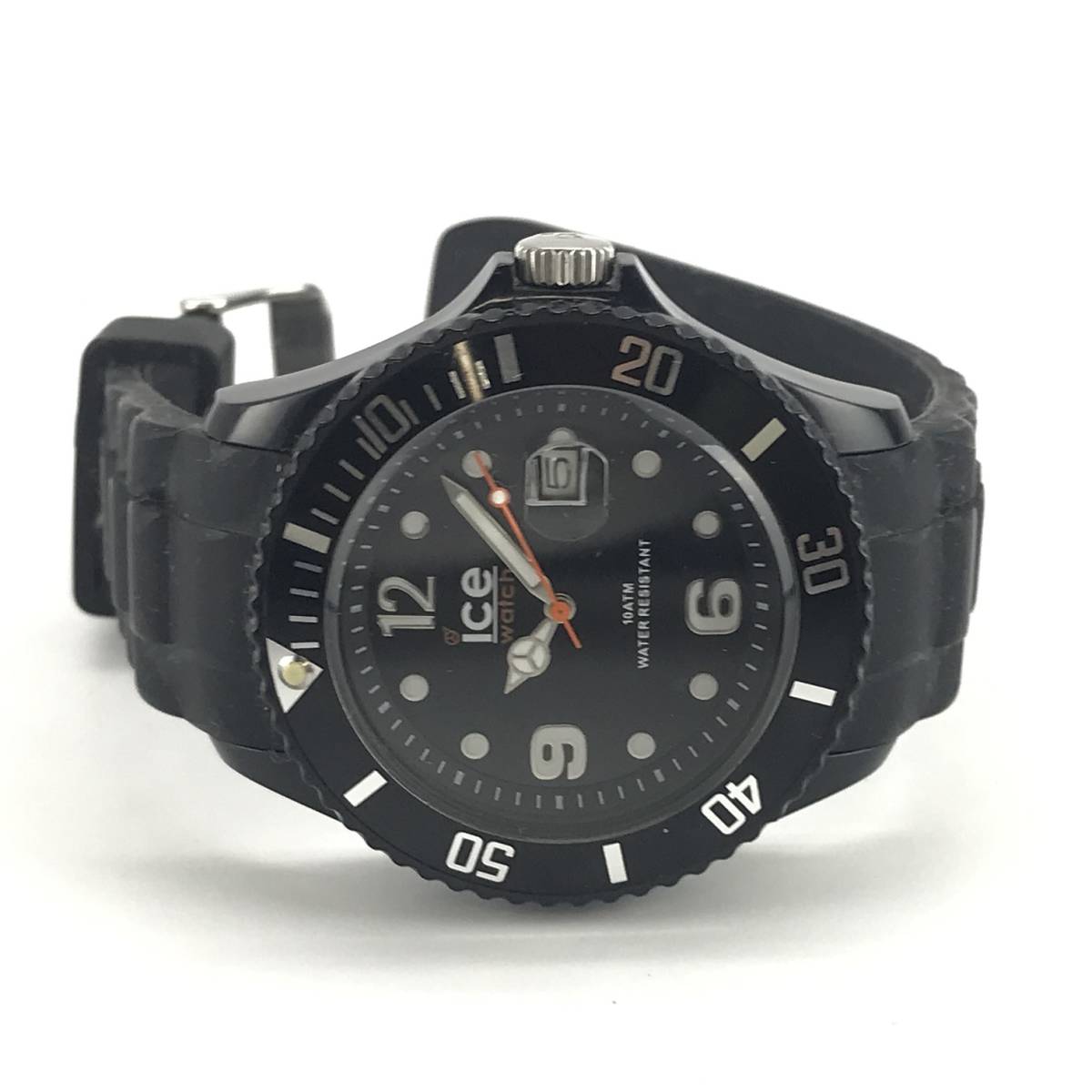 ice watch アイスウォッチ SI.BK.B.S.09 メンズ 腕時計 クオーツ 黒文字盤 3針 デイト ラバーベルト 管理YK30218_画像8