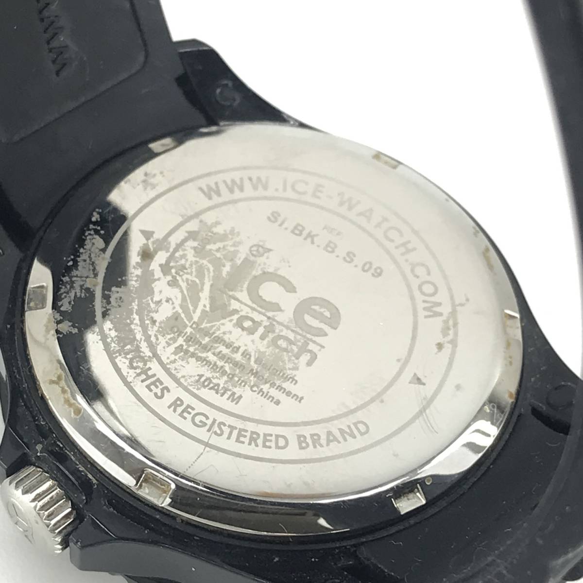 ice watch アイスウォッチ SI.BK.B.S.09 メンズ 腕時計 クオーツ 黒文字盤 3針 デイト ラバーベルト 管理YK30218_画像7