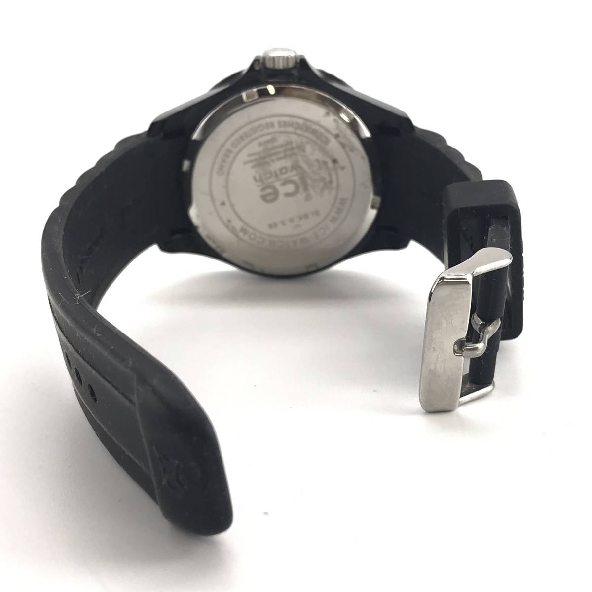 ice watch アイスウォッチ SI.BK.B.S.09 メンズ 腕時計 クオーツ 黒文字盤 3針 デイト ラバーベルト 管理YK30218_画像6