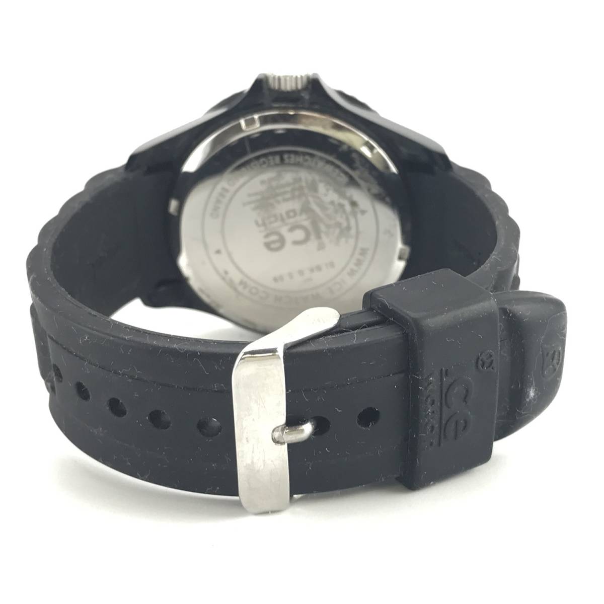 ice watch アイスウォッチ SI.BK.B.S.09 メンズ 腕時計 クオーツ 黒文字盤 3針 デイト ラバーベルト 管理YK30218_画像5