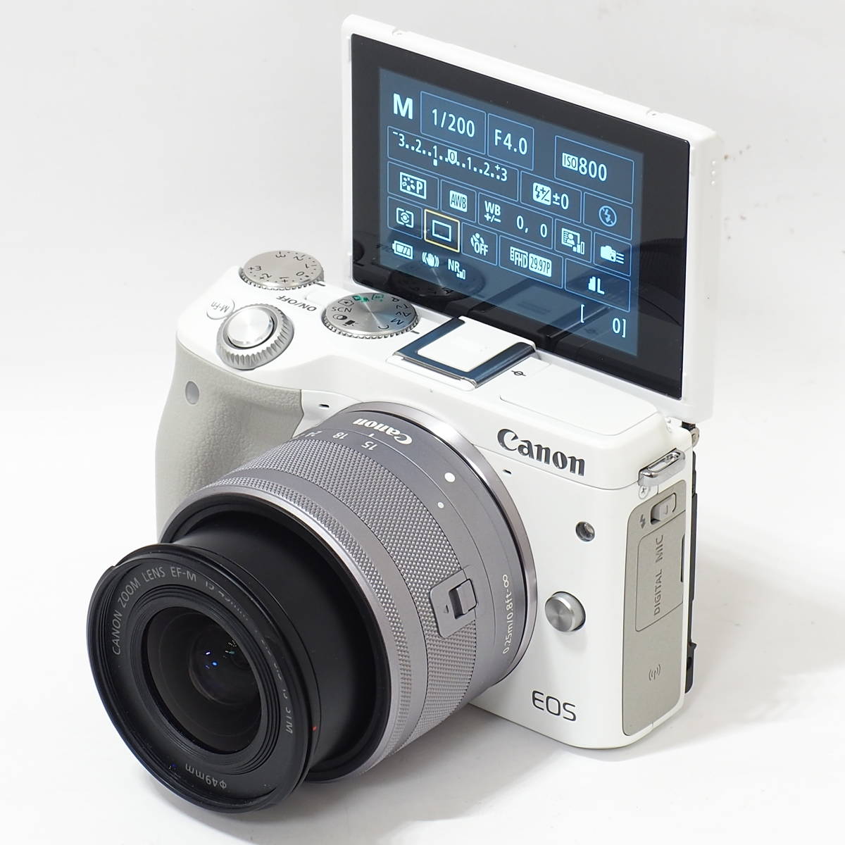 Canon EOS M3 White EF-M 15-45mm F3.5-6.3 IS STM APS-C 2420万画素