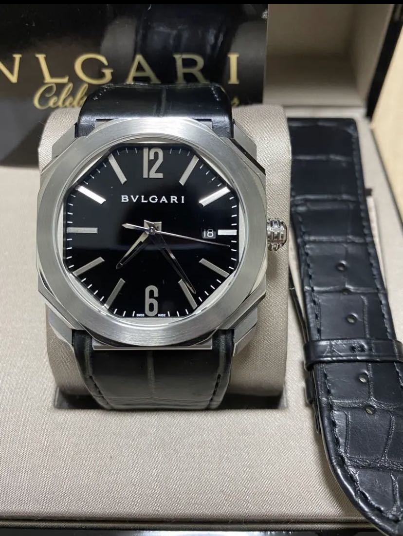 ほぼ未使用　ブルガリ　BVLGARI オクト　BG041S 革ベルト新品付き_画像1