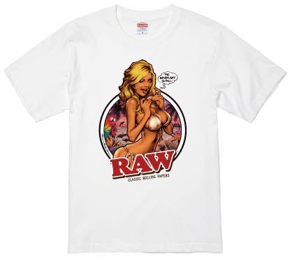 ◆送料無料◆新品　RAW 正規品　ガールTシャツ　ロッキンジェリービーン　手巻きタバコ　コラボTシャツ ホワイト　XLサイズ_画像1