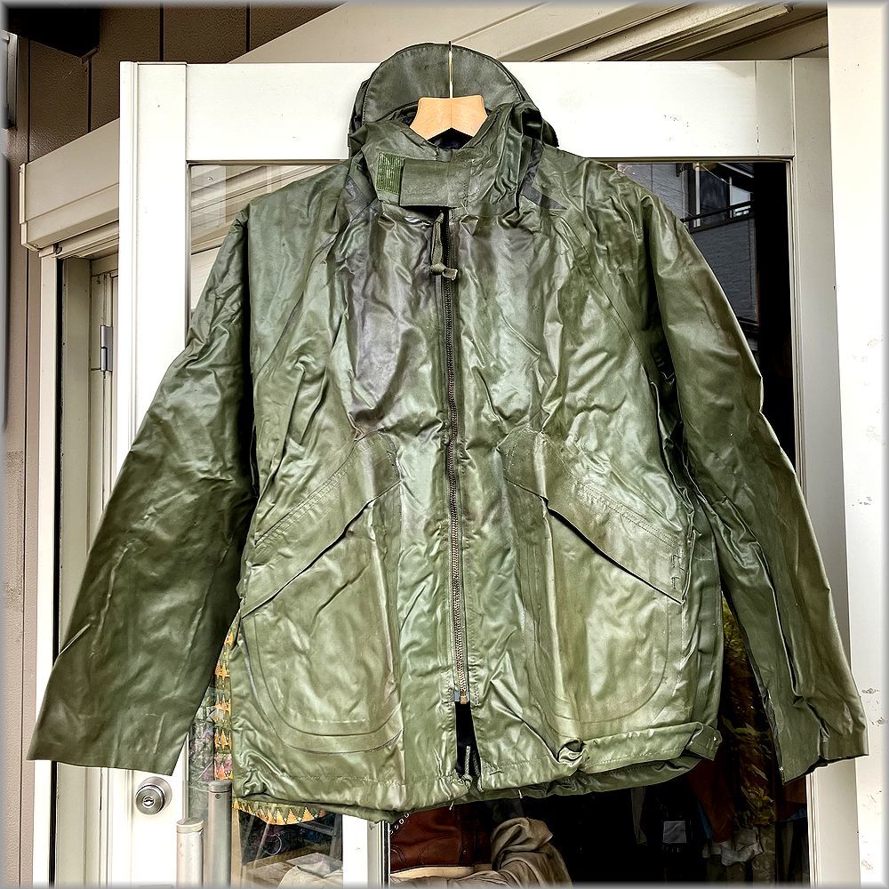 ★70年 70s　デッドストック　米軍　ラバー　ゴム引き　ジャケット　PARKA WET WEATHER　M 38-40★ ビンテージ ミリタリー デッキ パーカー_画像1