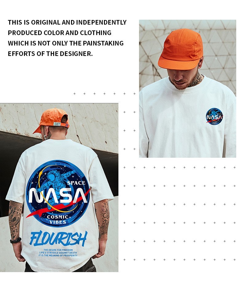 Tシャツ　ヒップホップ　【2XLサイズ】NASA白 T113_画像2