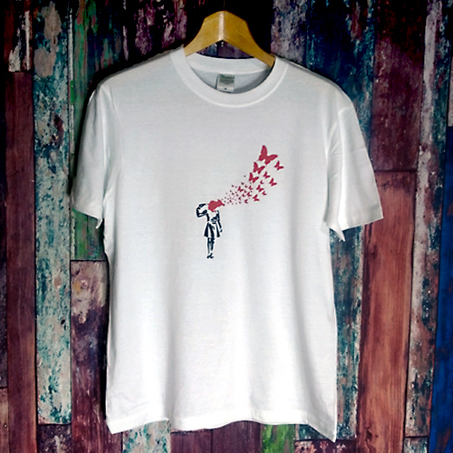 送込 バンクシー　自殺ガール　Banksy　半袖Tシャツ　白　Ｍサイズ_画像1