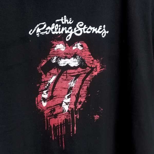 送込　The Rolling Stones　ダメージ風　ベロマーク　半袖Tシャツ　黒 Lサイズ_画像2
